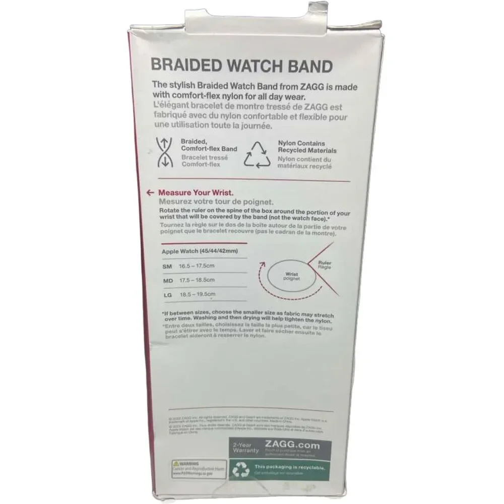 ZAGG Gear4 Braided Apple Watch Band Gray Storm 45/44/42mm Medium Open Box